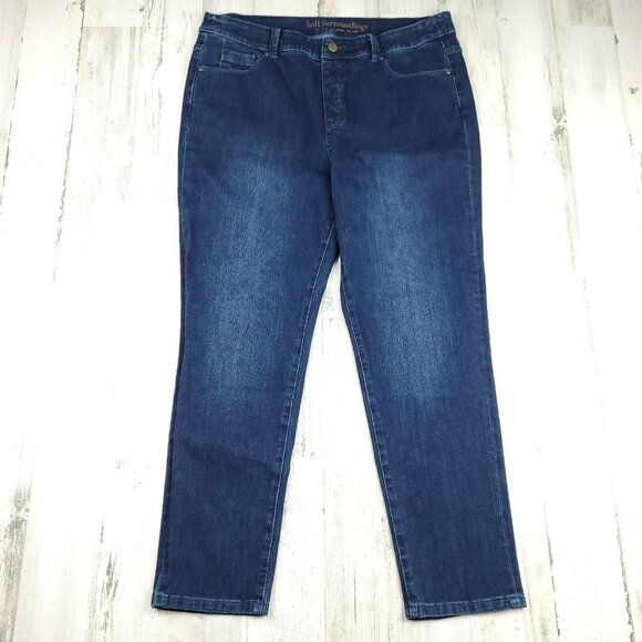 Soft Surroundings Blue Denim Stretchy Jeans Womens Size PL (34x26.5) EUC - Picture 1 of 8